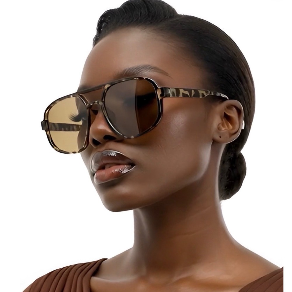 Women's Aviator Sunglasses Hip Hop Leopard Print Tortoise Shell Gradient Lenses
